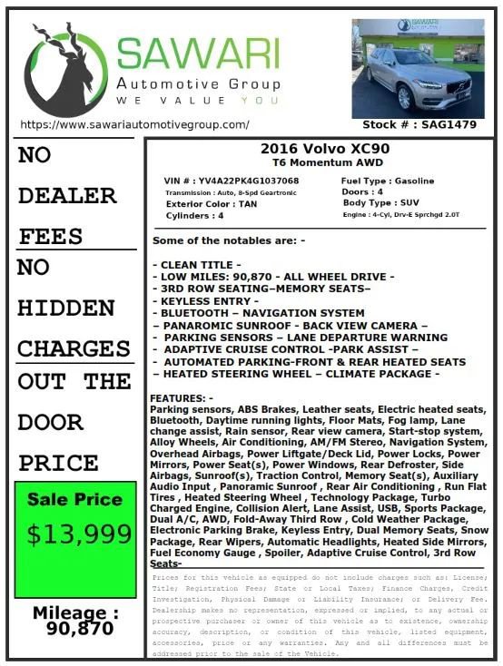 Used 2016 Volvo XC90 T6 Momentum w/ Momentum Plus Package image 25