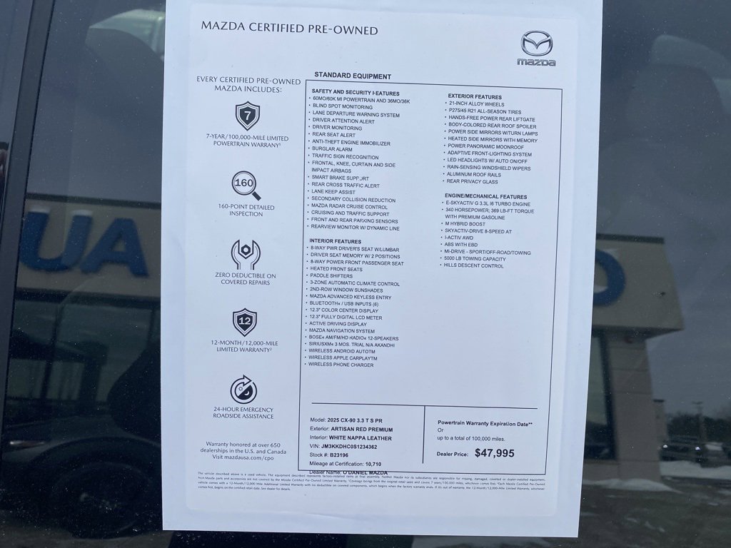 Certified 2025 MAZDA CX-90 3.3 Turbo S w/ Premium Package image 28