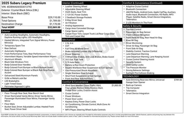 Certified 2025 Subaru Legacy Premium image 32