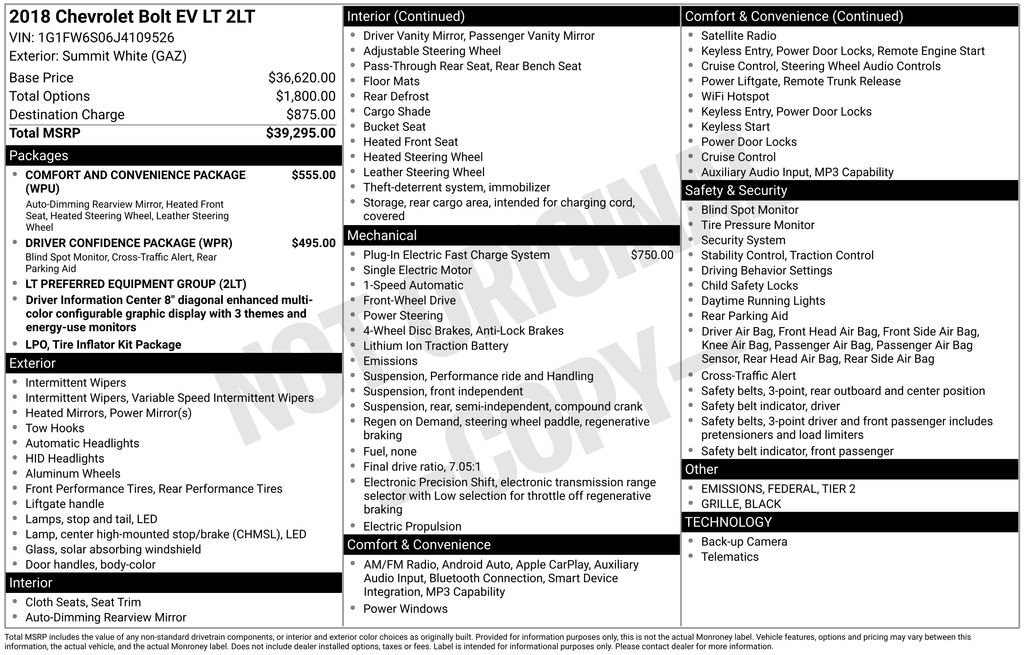 Used 2018 Chevrolet Bolt LT FWD image 2