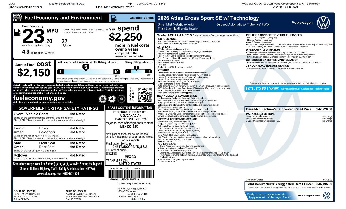 Used 2026 Volkswagen Atlas Cross Sport SE FWD image 31