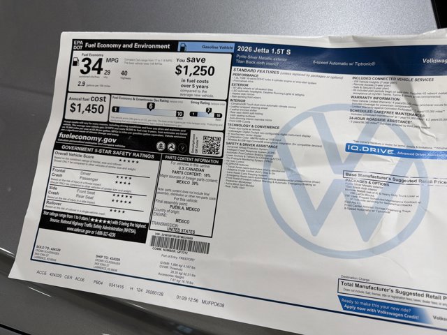 New 2026 Volkswagen Jetta S FWD image 40