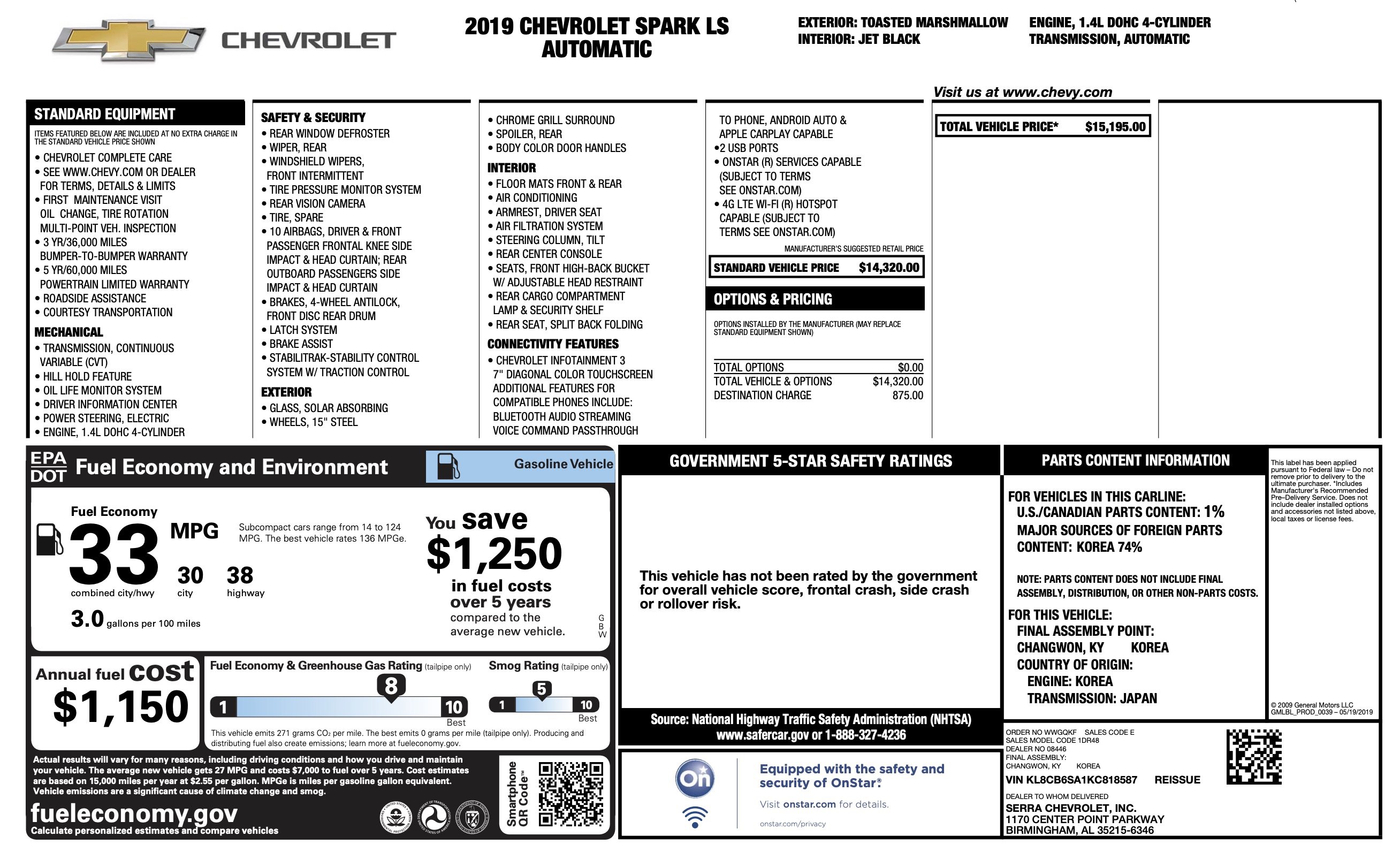 Used 2019 Chevrolet Spark LS image 2