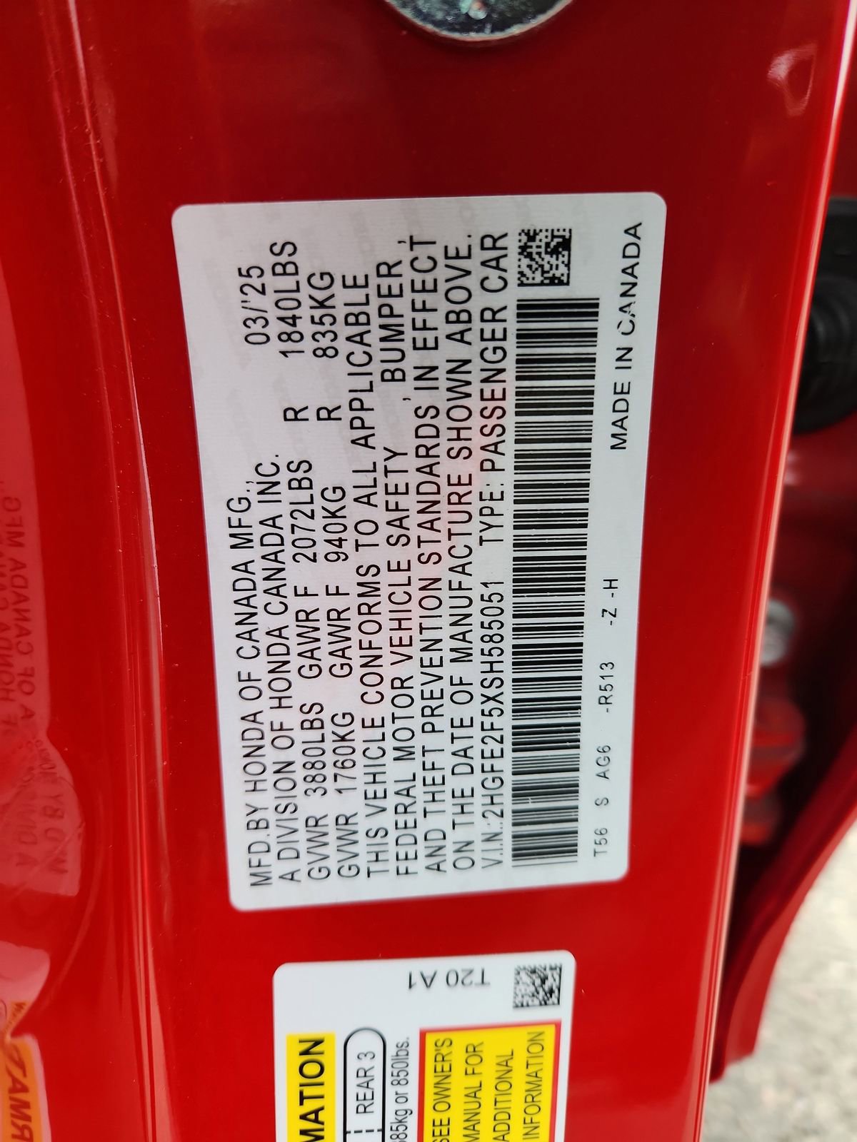 Certified 2025 Honda Civic Sport image 16