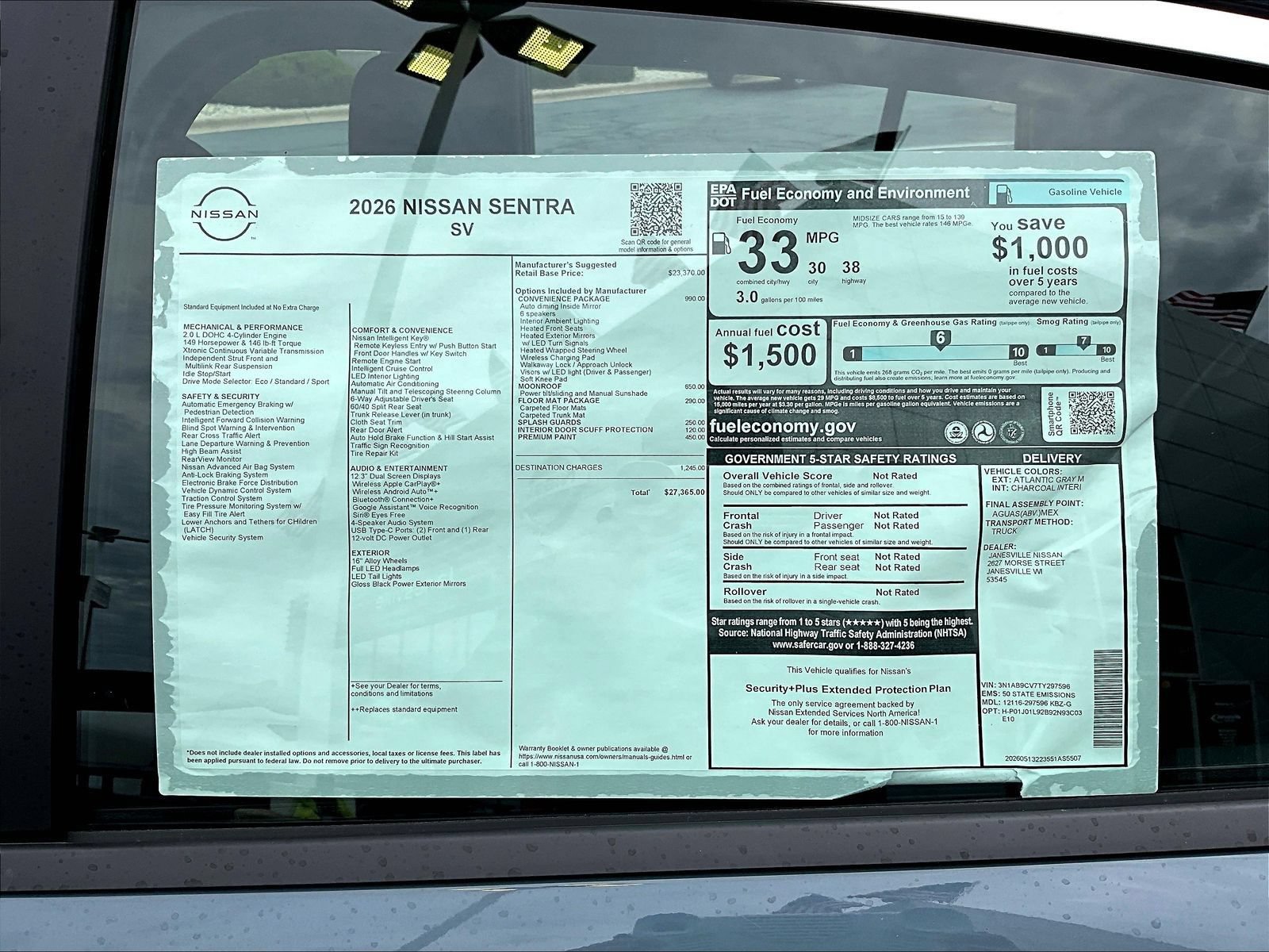 New 2026 Nissan Sentra SV w/ SV Convenience Package FWD image 14