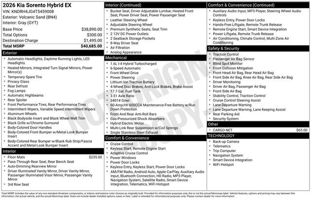 New 2026 Kia Sorento EX image 15