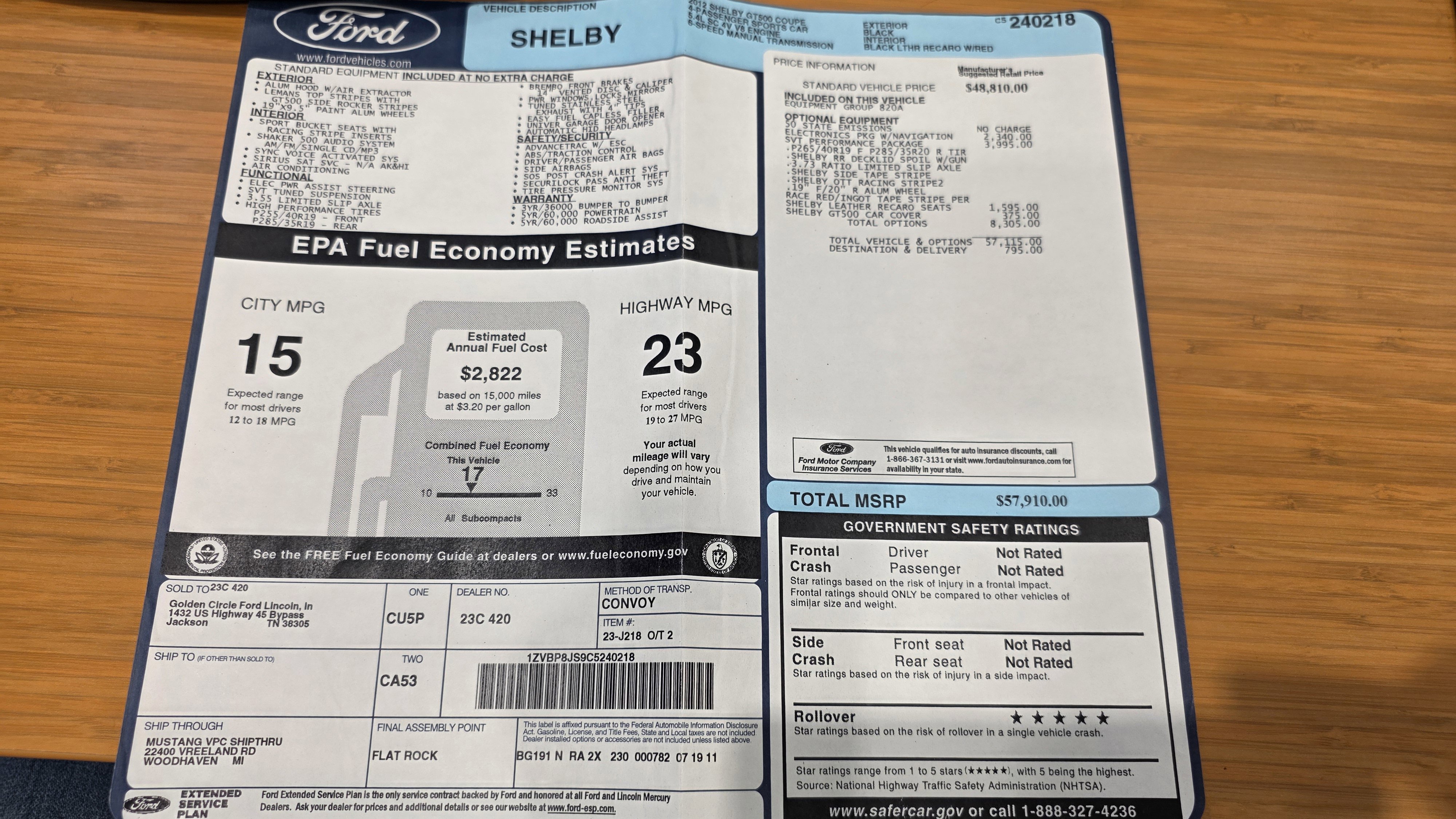Used 2012 Ford Mustang Shelby GT500 w/ SVT Performance Pkg image 70