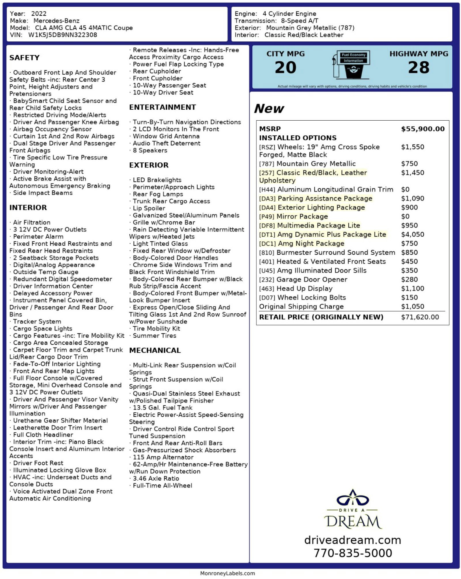 Used 2022 Mercedes-Benz CLA 45 AMG 4MATIC w/ Parking Assistance Package image 63