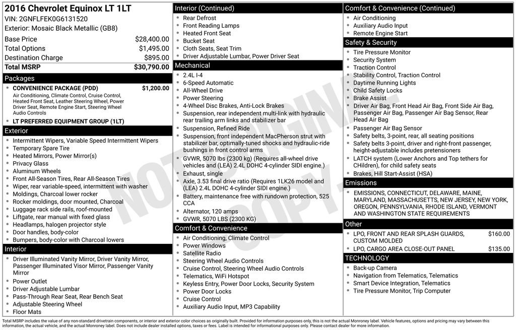 Used 2016 Chevrolet Equinox LT w/ Convenience Package image 6