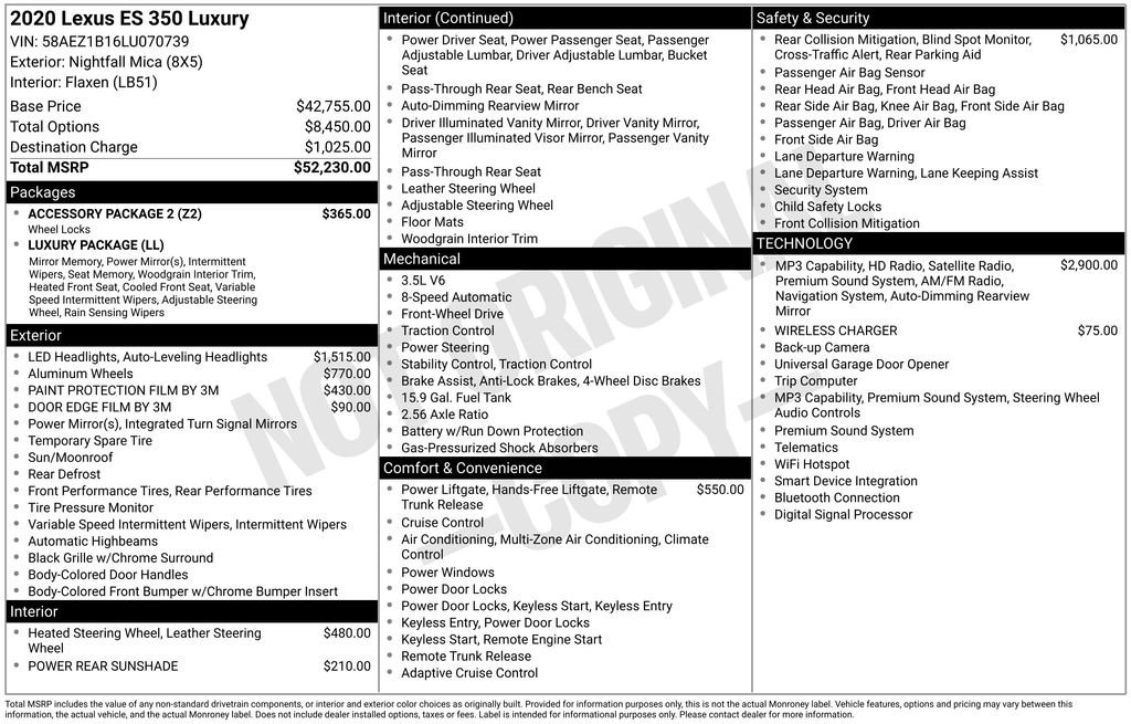 Used 2020 Lexus ES 350 Luxury w/ Accessory Package 2 FWD image 5