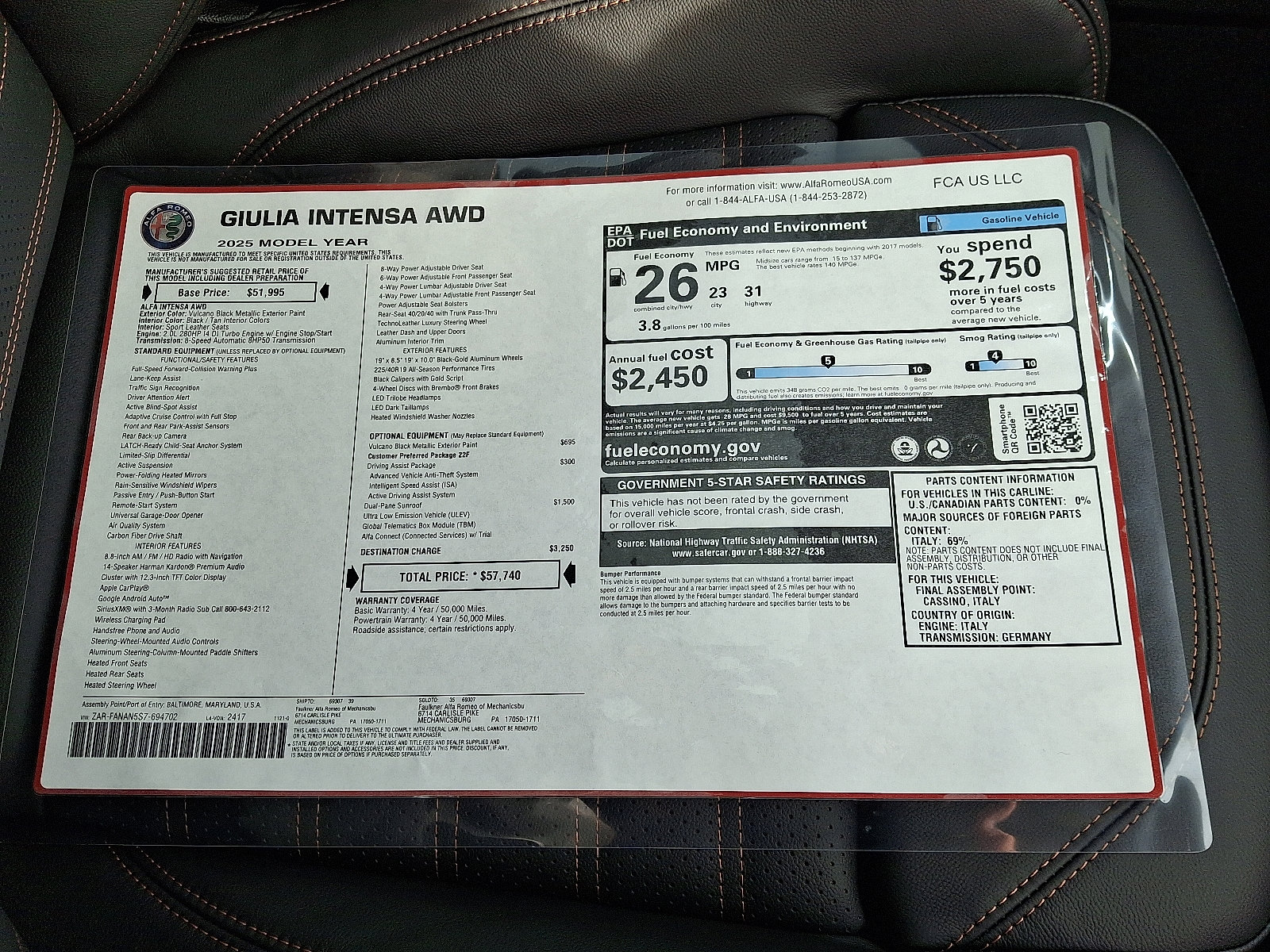 New 2025 Alfa Romeo Giulia AWD w/ Driving Assist Package image 11