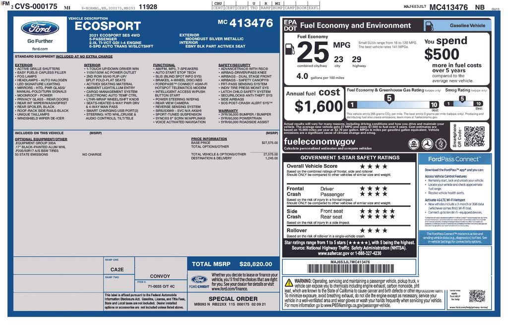 Used 2021 Ford EcoSport SES AWD/4WD image 6