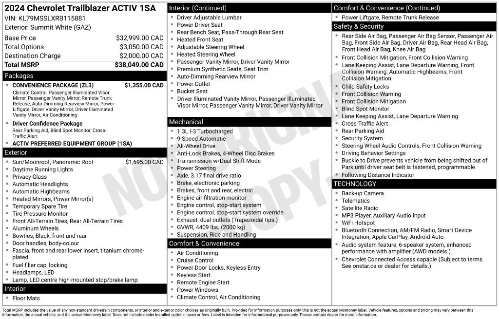 Used 2024 Chevrolet TrailBlazer ACTIV w/ Convenience Package AWD/4WD image 29