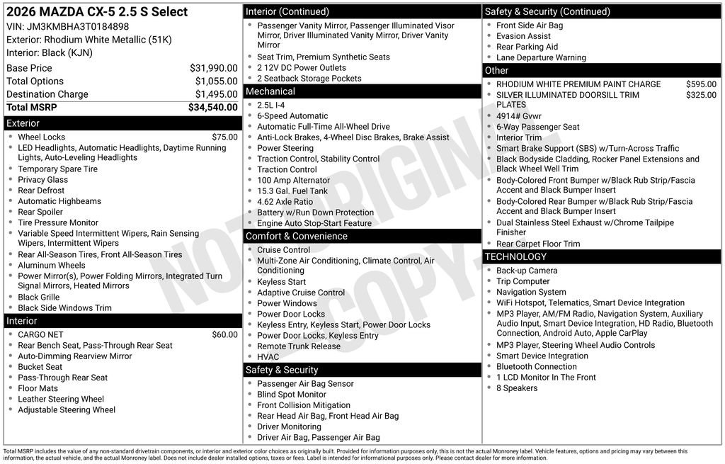 New 2026 MAZDA CX-5 Select AWD/4WD image 2