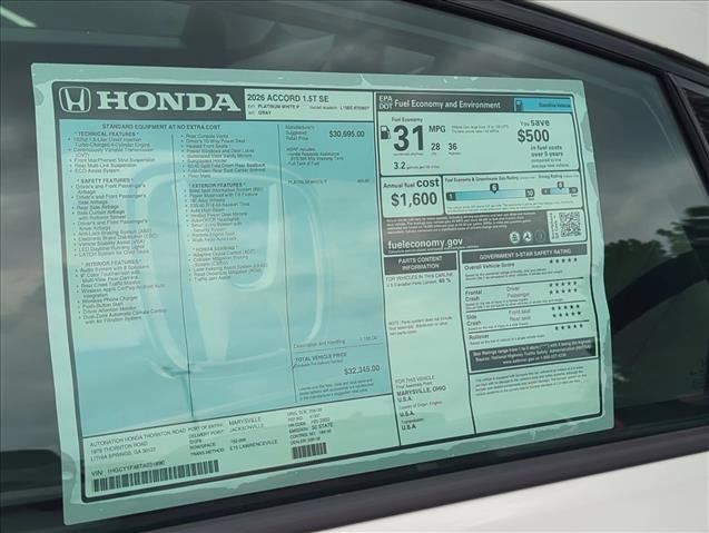 New 2026 Honda Accord SE image 21