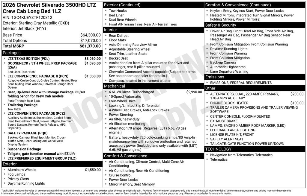 New 2026 Chevrolet Silverado 3500 LTZ w/ LTZ Texas Edition image 1