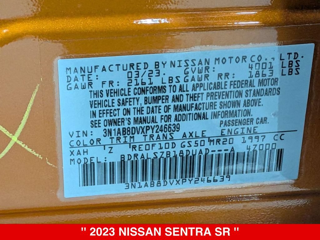 Certified 2023 Nissan Sentra SR w/ SR Premium Package FWD image 38