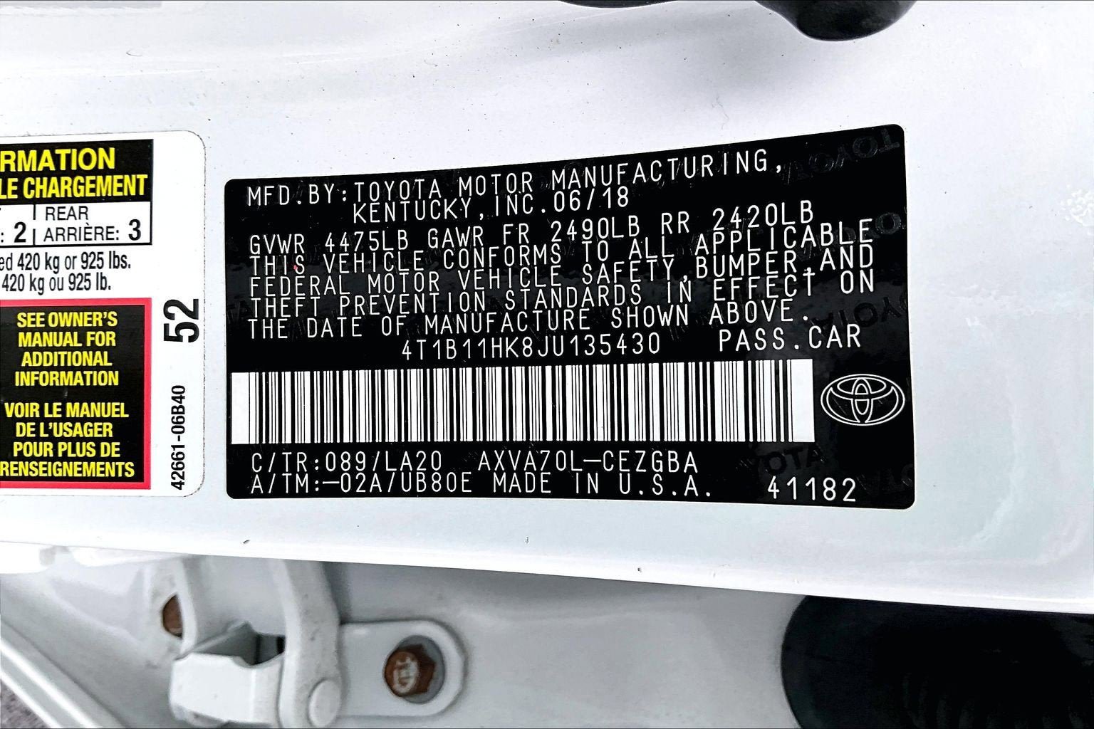 Used 2018 Toyota Camry XLE FWD image 30