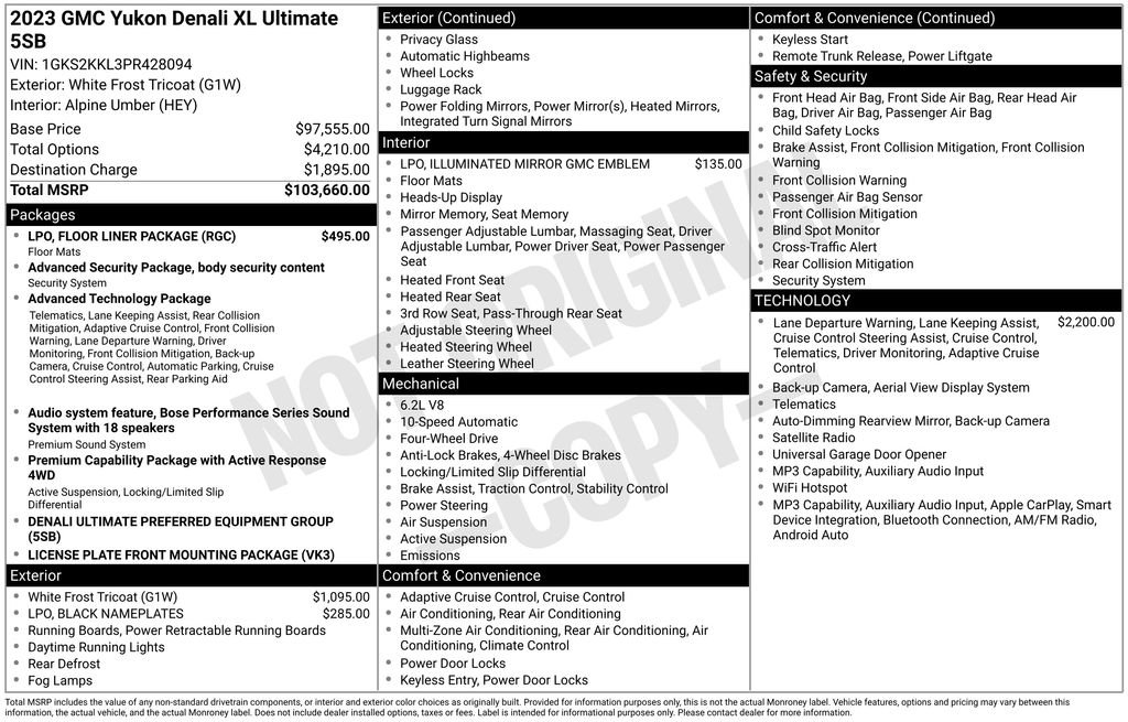 Used 2023 GMC Yukon XL Denali Ultimate w/ LPO, Floor Liner Package AWD/4WD image 17