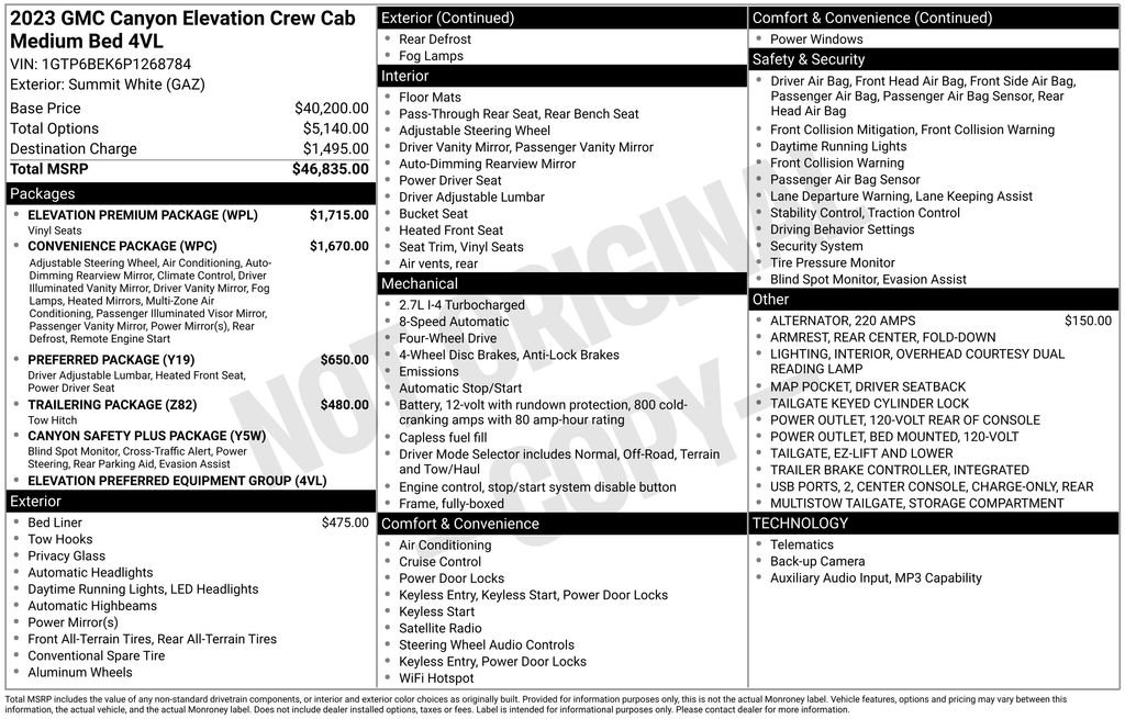 Used 2023 GMC Canyon Elevation w/ Elevation Premium Package AWD/4WD image 52