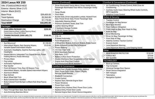 Used 2024 Lexus NX 250 FWD w/ Cold Area Package image 2