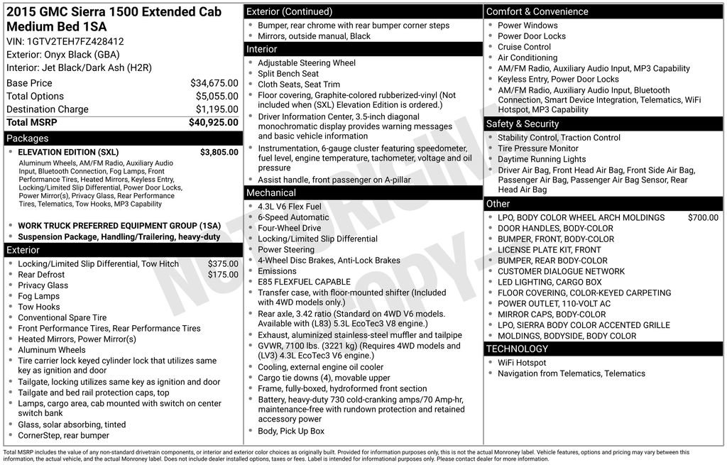 Used 2015 GMC Sierra 1500 4x4 Double Cab w/ Elevation Edition image 4