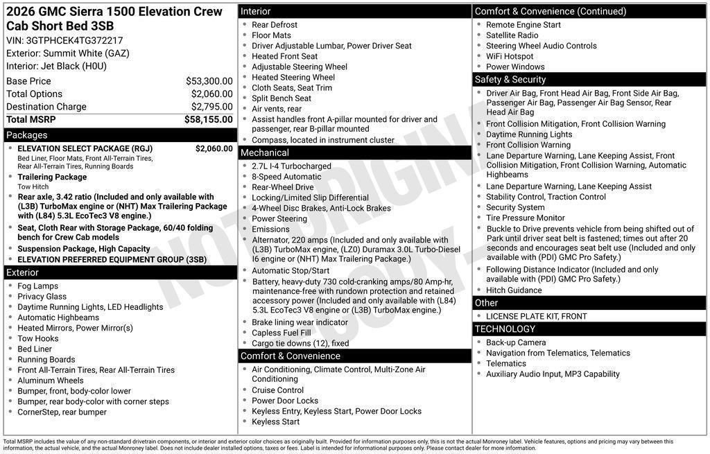 New 2026 GMC Sierra 1500 Elevation w/ Elevation Select Package RWD image 47