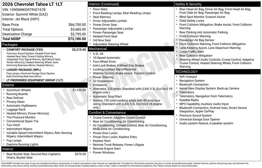 New 2026 Chevrolet Tahoe LT w/ Comfort Package AWD/4WD image 25