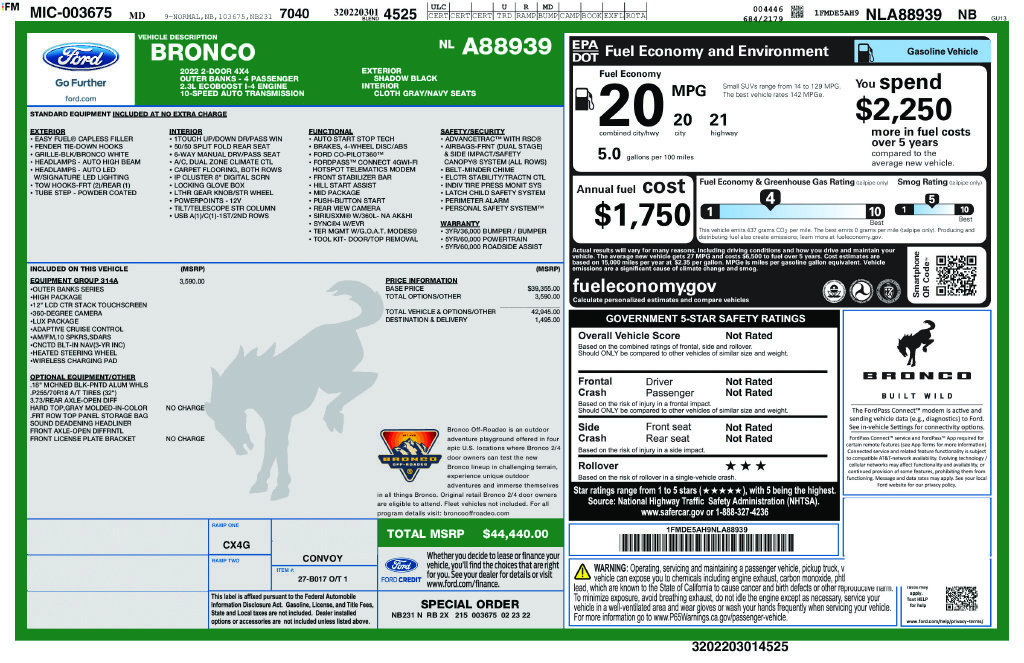 Certified 2022 Ford Bronco Outer Banks AWD/4WD image 42