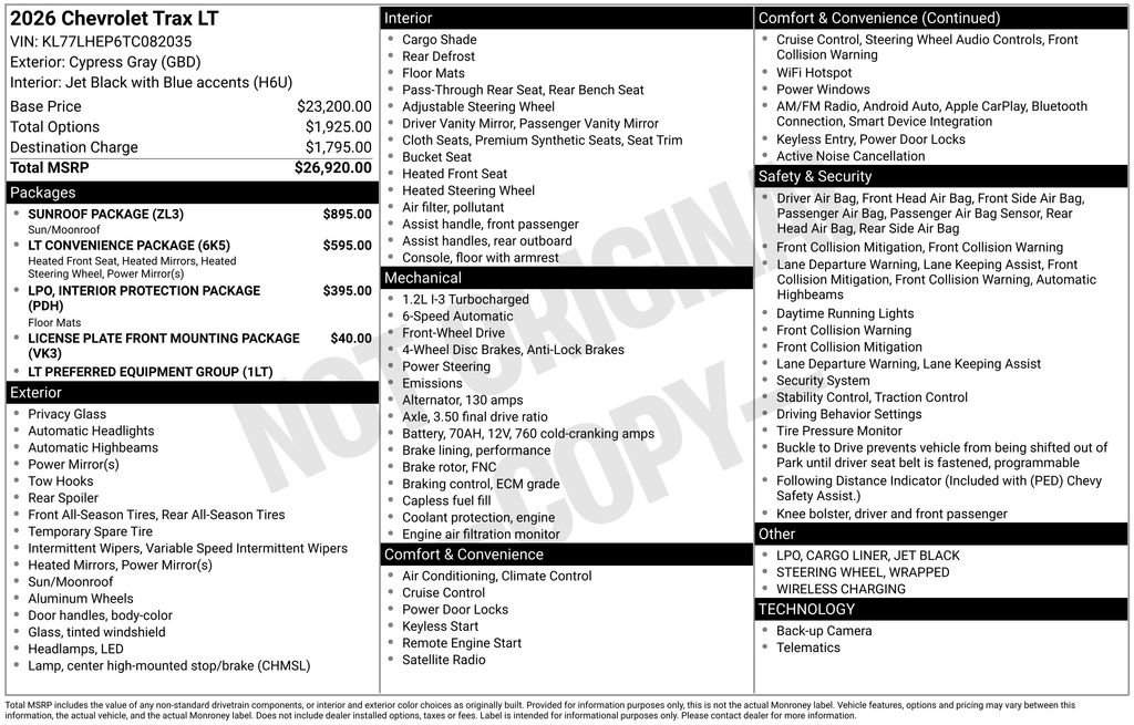 New 2026 Chevrolet Trax LT w/ Sunroof Package FWD image 8