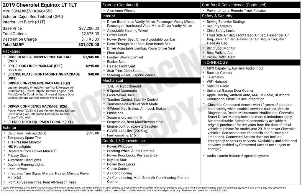 Certified 2019 Chevrolet Equinox LT FWD image 16