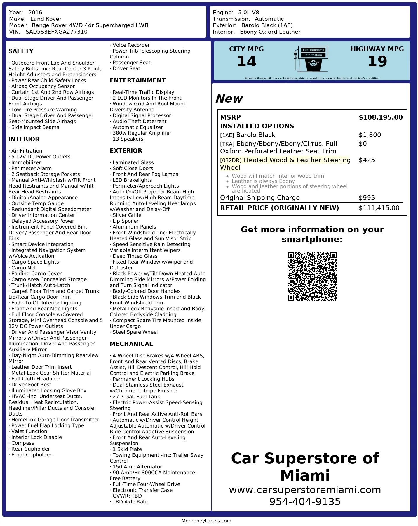 Used 2016 Land Rover Range Rover Long Wheelbase Supercharged AWD/4WD image 3