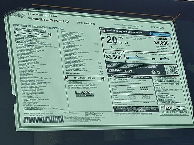 New 2026 Jeep Wrangler Sport S w/ Dual Top Group image 14