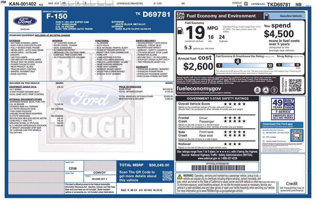 Used 2026 Ford F150 XLT w/ XLT Chrome Appearance Package AWD/4WD image 54