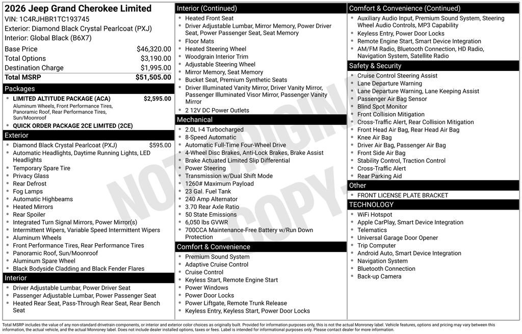 Used 2026 Jeep Grand Cherokee Limited w/ Limited Altitude Package AWD/4WD image 33