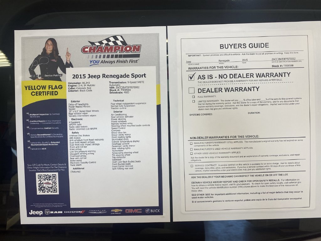 Used 2015 Jeep Renegade Sport w/ Power & Air Group AWD/4WD image 43