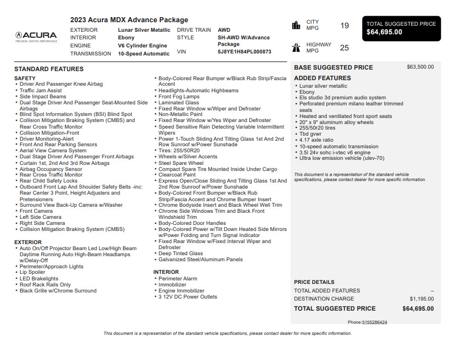Used 2023 Acura MDX w/ Advance Package AWD/4WD image 3