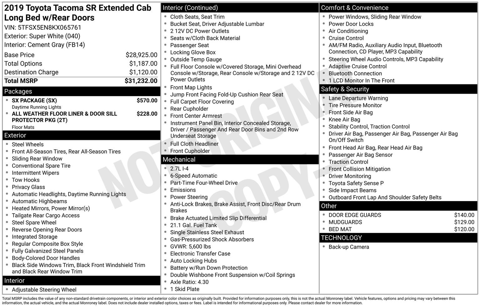 Used 2019 Toyota Tacoma SR w/ SX Package AWD/4WD image 33