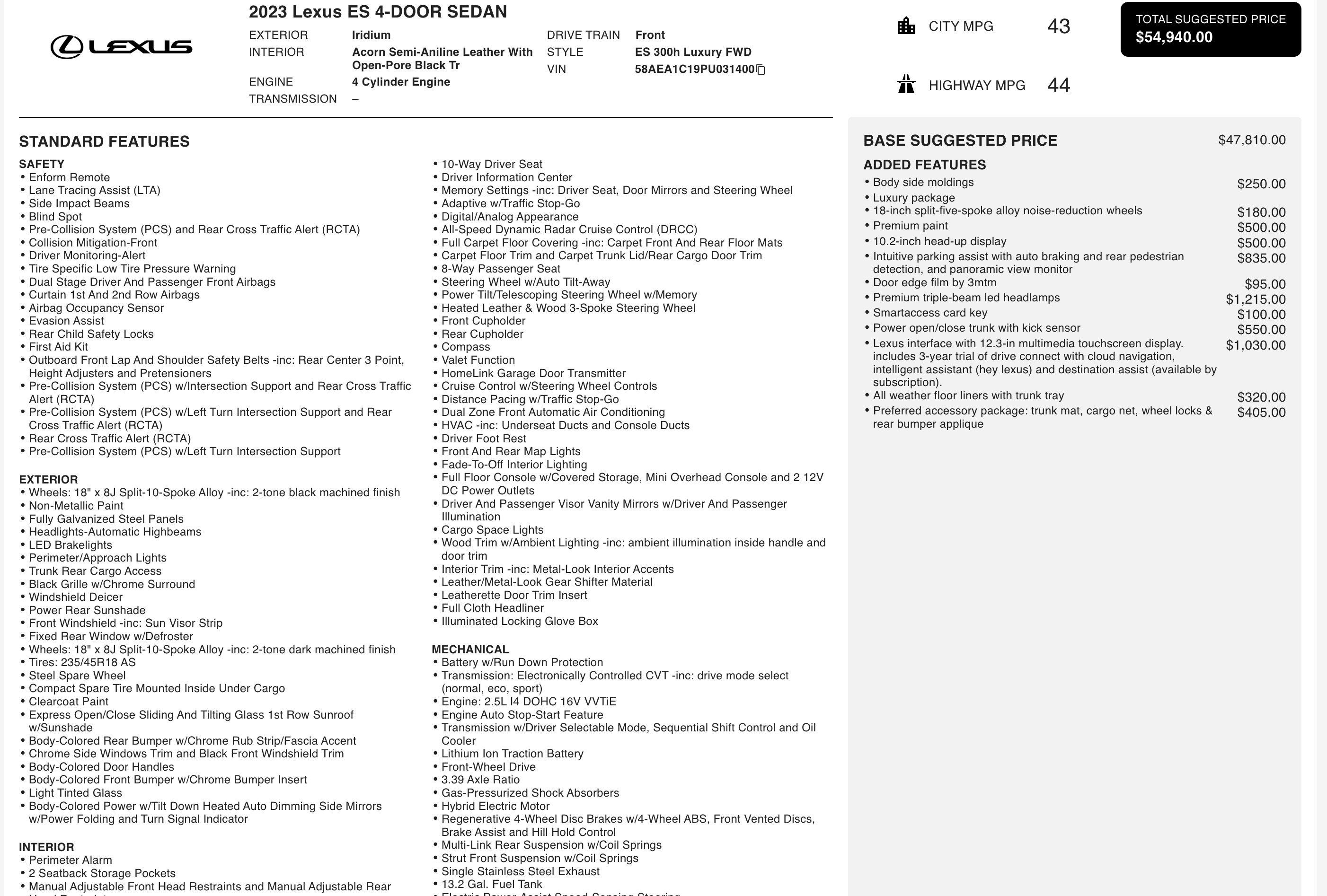 Used 2023 Lexus ES 300h w/ Luxury Package image 5