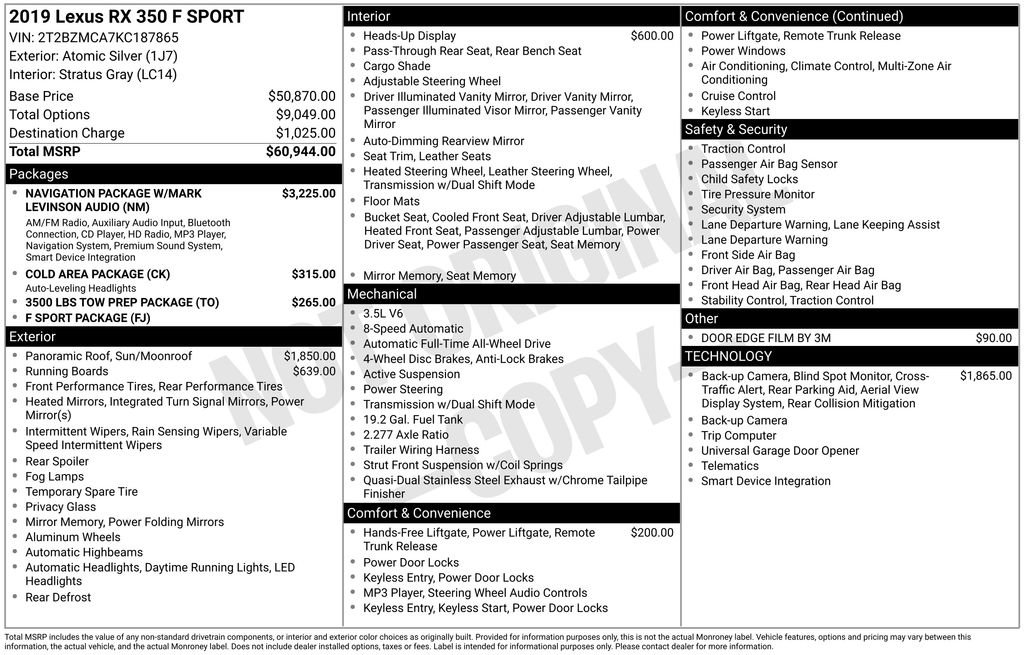 Used 2019 Lexus RX 350 F Sport image 5