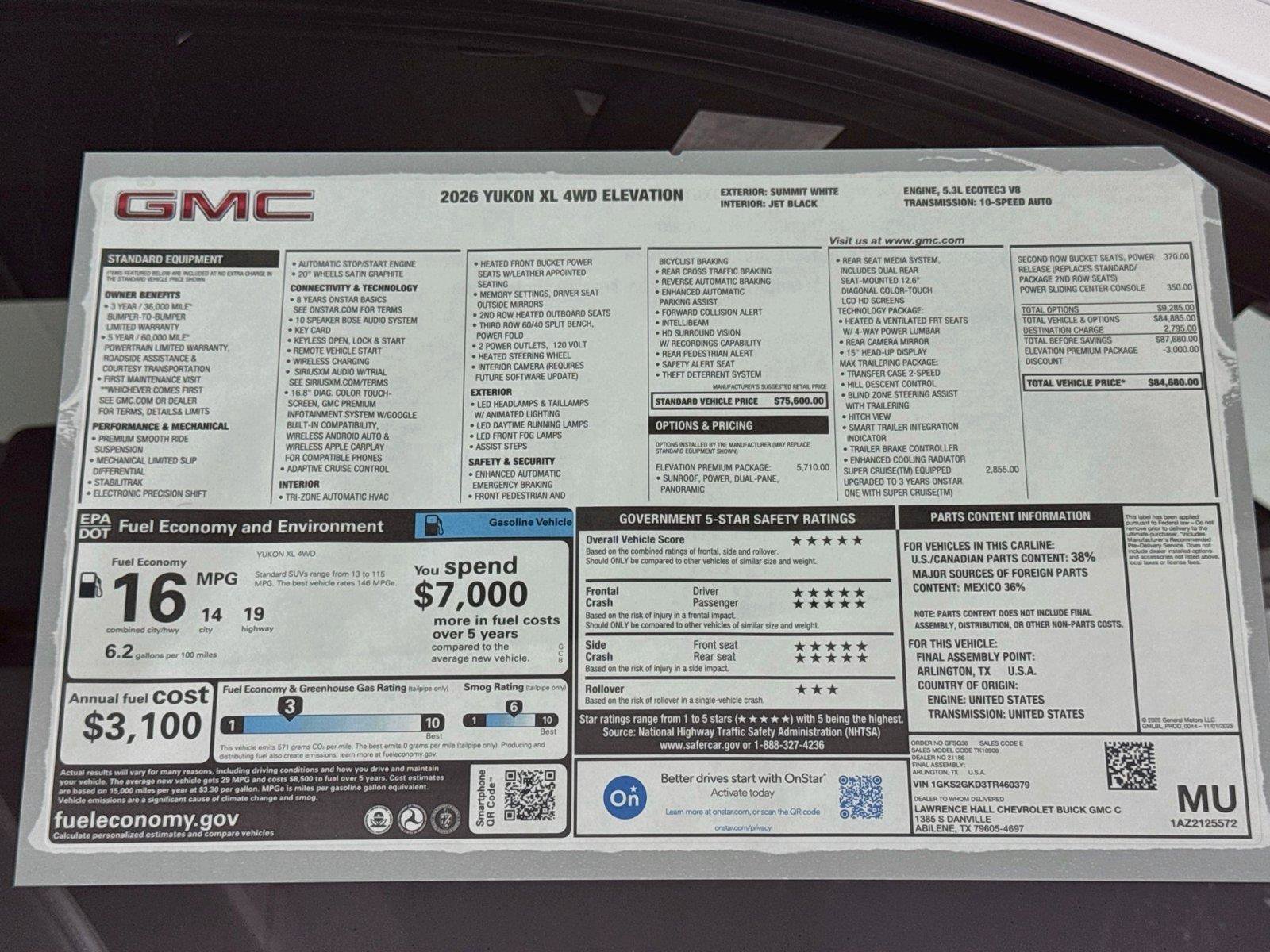 New 2026 GMC Yukon XL Elevation w/ Elevation Premium Package AWD/4WD image 20