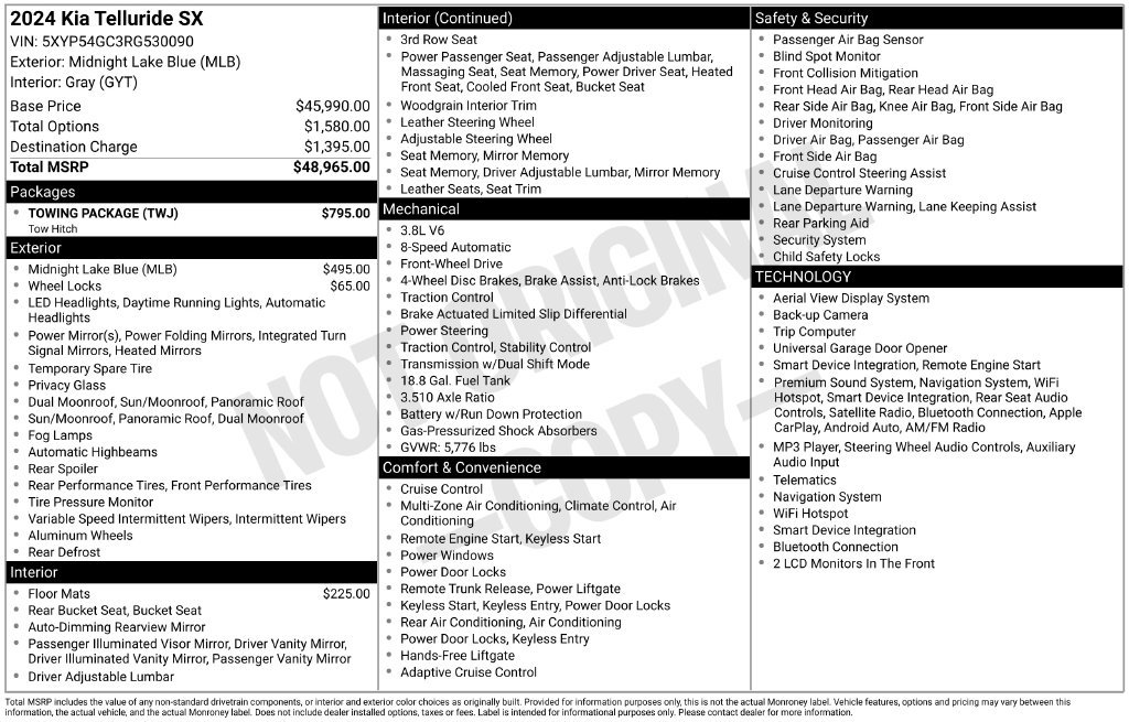 Used 2024 Kia Telluride SX w/ Towing Package FWD image 33