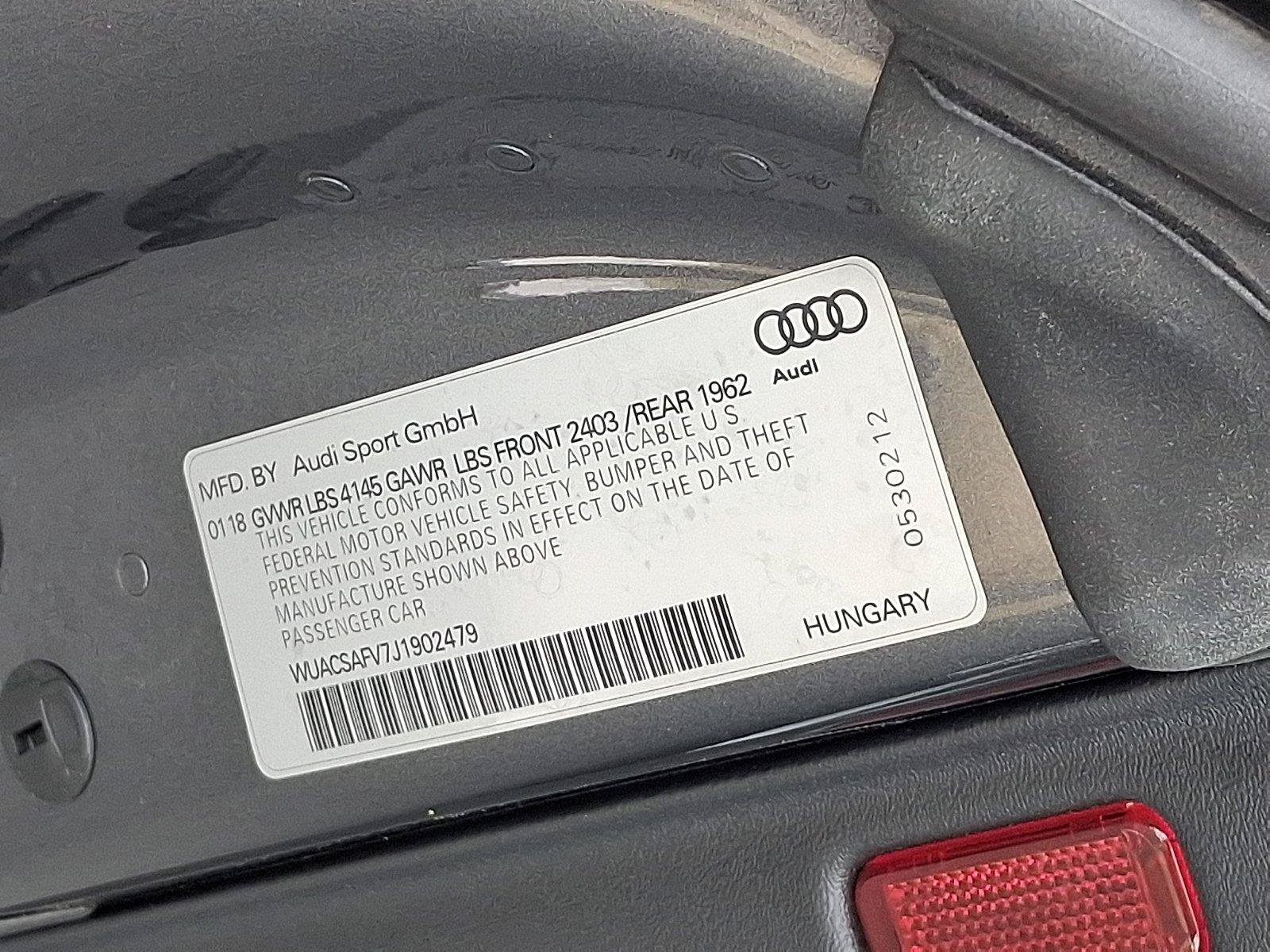Used 2018 Audi TT RS w/ Technology Package AWD/4WD image 28