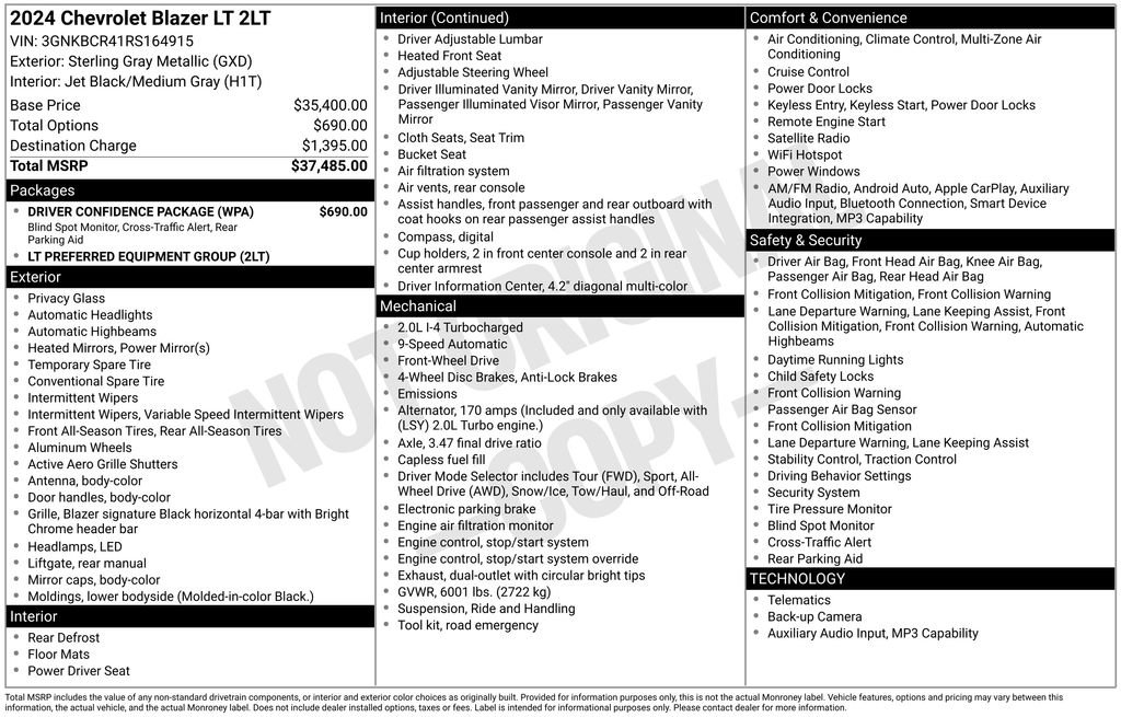 Used 2024 Chevrolet Blazer LT w/ Driver Confidence Package FWD image 4