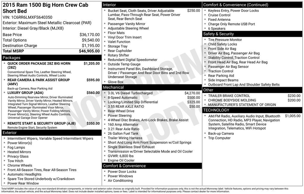 Used 2015 RAM 1500 Big Horn image 2