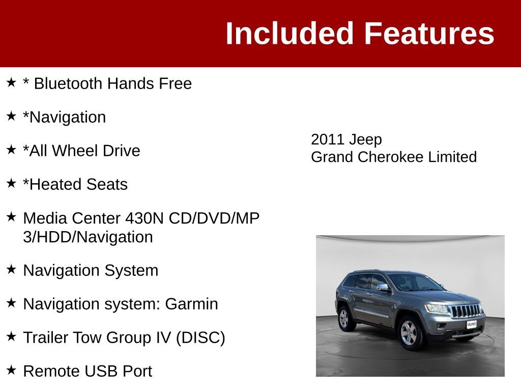 Used 2011 Jeep Grand Cherokee Limited w/ Trailer Tow Group IV AWD/4WD image 3