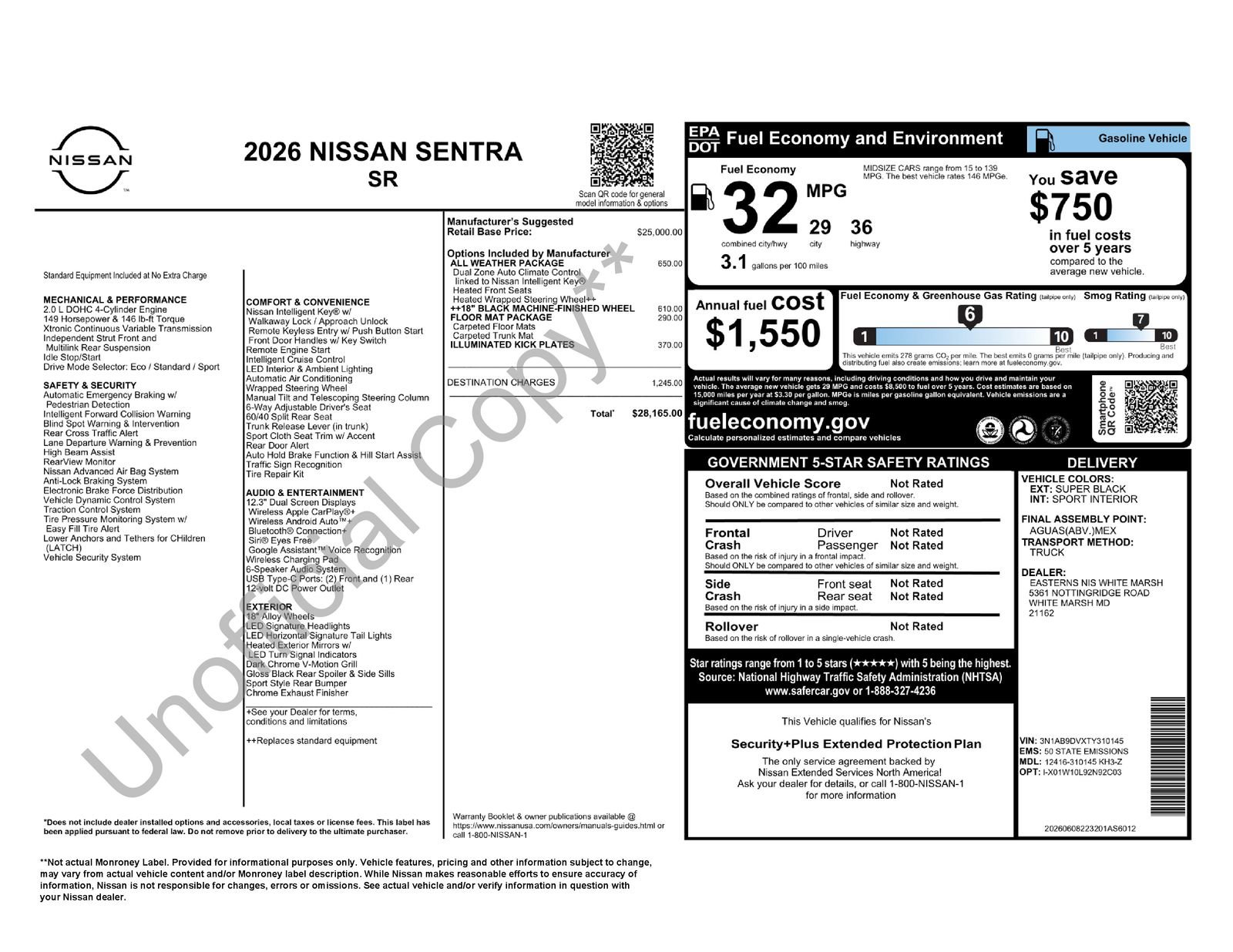 New 2026 Nissan Sentra SR w/ SR All Weather Package FWD image 12