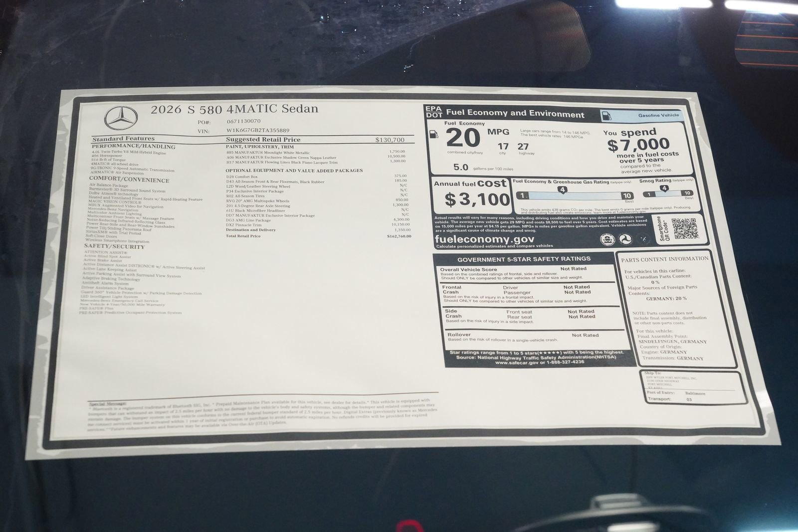 New 2026 Mercedes-Benz S 580 4MATIC Sedan image 36