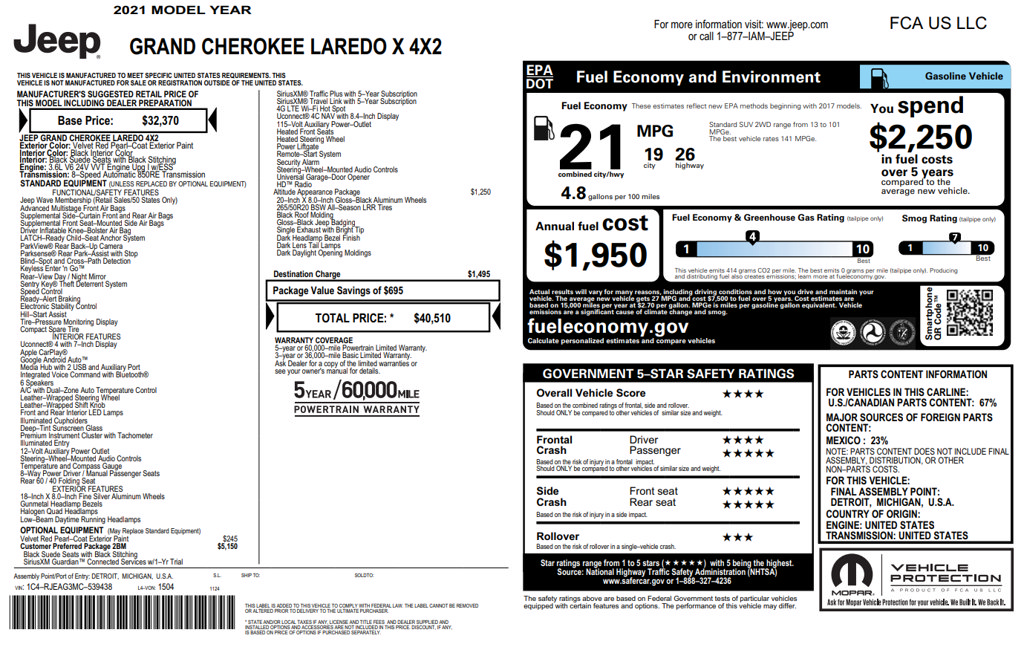 Used 2021 Jeep Grand Cherokee Laredo X RWD image 34