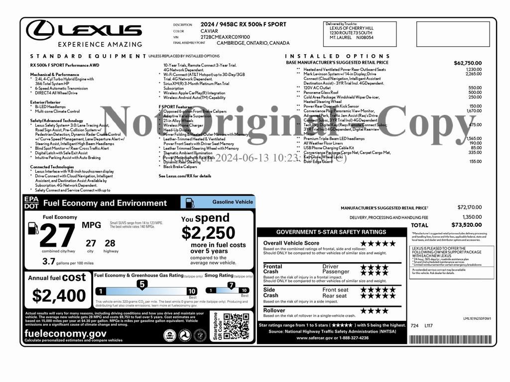 Used 2024 Lexus RX 500h F Sport w/ Convenience Package image 2